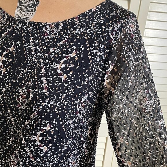 CLUB MONACO Women's Mini Dress Multicolor Sheer 3/4 sleeves Size 8 - Picture 5 of 10